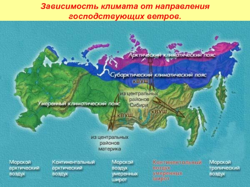 Преобладают ветры направления. Климат в зависимости от широты. Господствующие ветры. Влияние ветров на климат России. Влияние господствующих ветров на климат.