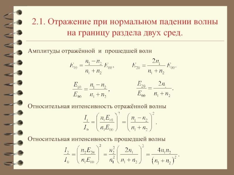 Интенсивность через амплитуду