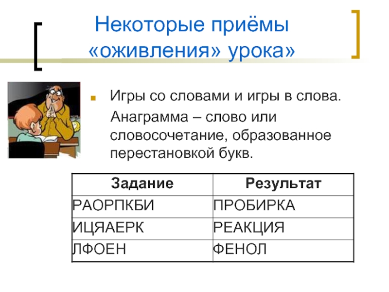 Некоторые приемы. Химические анаграммы. Анаграмма по химии. Словосочетания с переставленными буквами. Анаграммы по химии 8 класс с ответами.