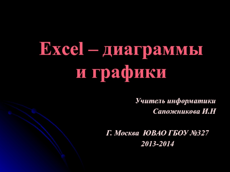 Учитель информатики
Сапожникова И.Н
Г. Москва ЮВАО ГБОУ №327
2013-2014
Excel –