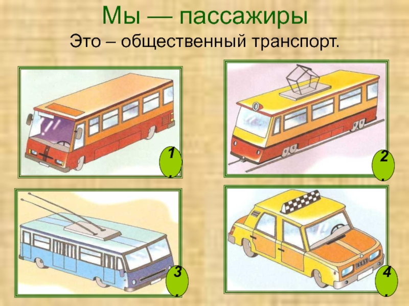 Городской общественный транспорт презентация для детей