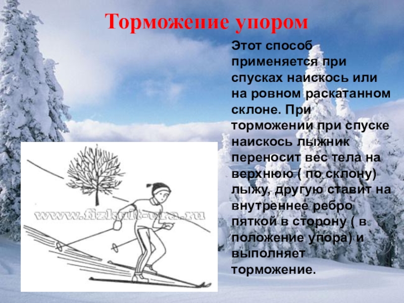 Спуск на лыжах 2 класс. Торможение упором. Торможение упором на лыжах техника. Способ торможения на лыжах упором. Торможение упором полуплугом на лыжах.