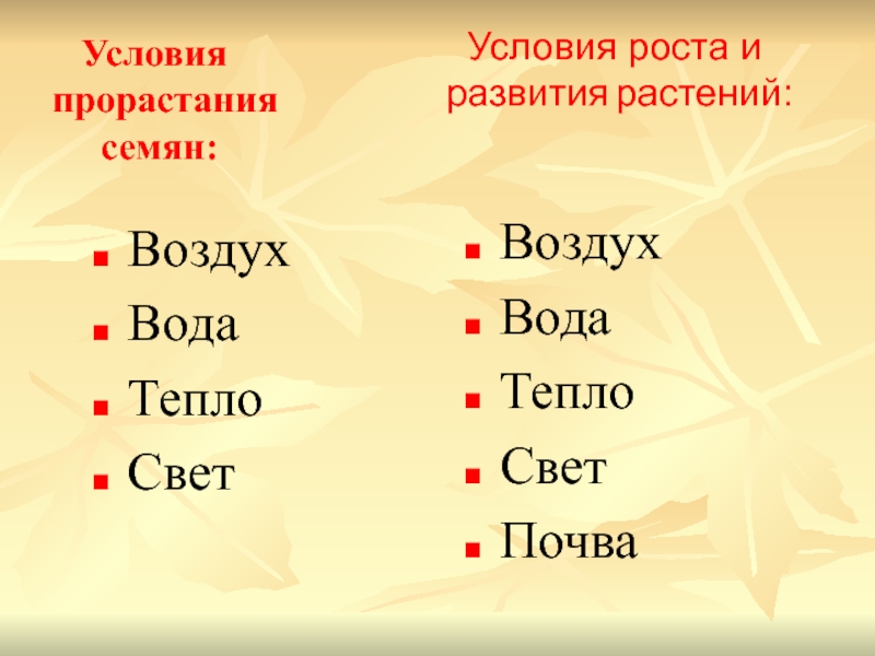 Условия роста. Условия роста и развития растений. 4 Условия роста.