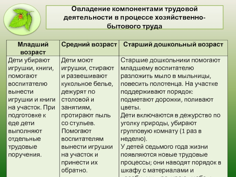 План конспект по хозяйственно бытовому труду в старшей группе