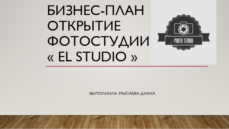 Бизнес-план Открытие фотостудии  El studio