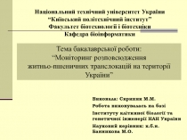 Тема бакалаврської роботи:
“Моніторинг розповсюдження
житньо-пшеничних