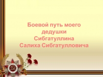 Боевой путь моего дедушки
Сибгатуллина
Салиха Сибгатулловича