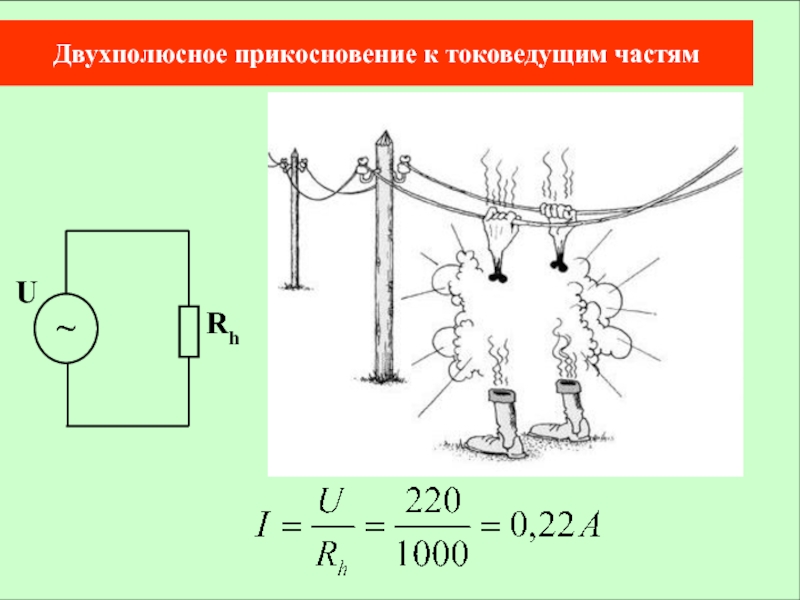 Схемы прикосновения. Виды прикосновения к токоведущим частям. Прикосновение к токоведущим частям. Двухполюсное прикосновение.