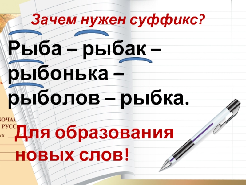 Рыба суффикс. Для чего нужны суффиксы. Рыбонька суффикс. Суффикс нужен для. Зачем нужны суффиксы 3 класс.