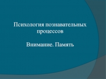 Психология познавательных процессов Внимание. Память