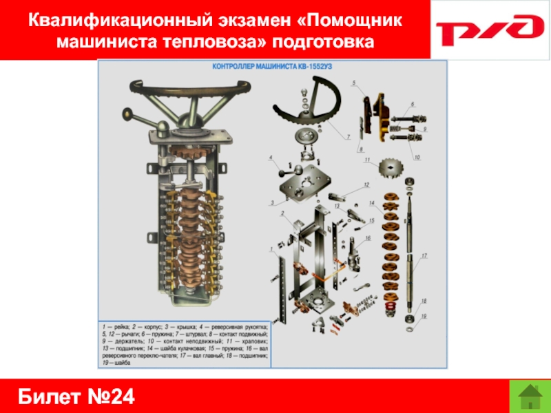 Билет №24Квалификационный экзамен «Помощник машиниста тепловоза» подготовка