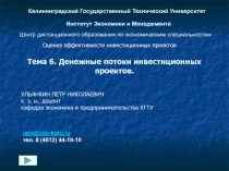  Денежные потоки инвестиционных проектов