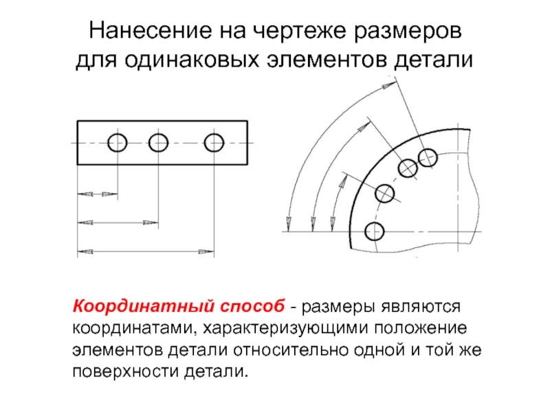 Методы размеров. Способы нанесения размеров на чертежах. Способы простановки размеров на чертежах. ЕСКД нанесение размеров на чертеже. Нанесение предельных размеров на чертежах.