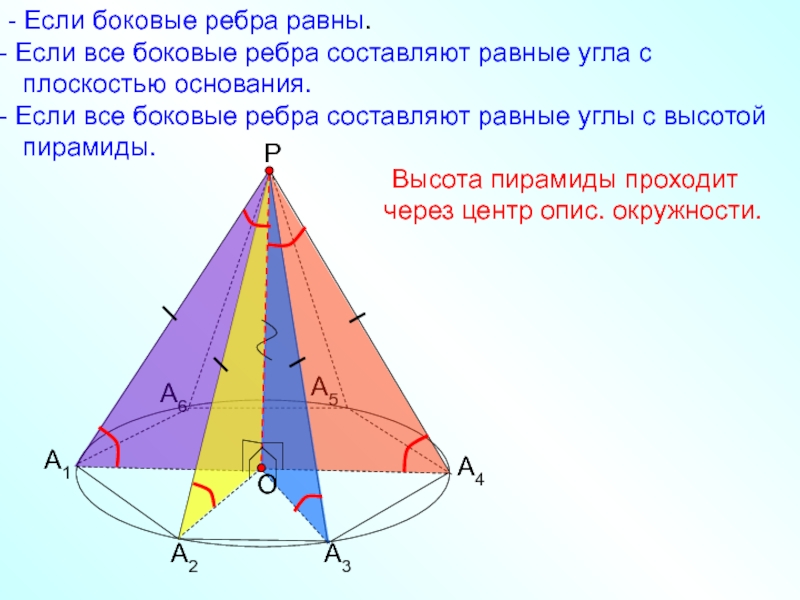 Пирамида и углы с плоскостью. Высота пирамиды. Высота пирамиды с равными боковыми ребрами. Боковые ребра равны. Ребра пирамиды равны.