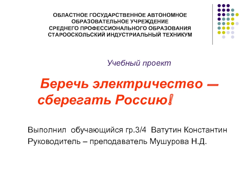 Презентация Беречь электричество – сберегать Россию