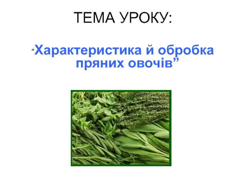 Характеристика й обробка пряних овочів