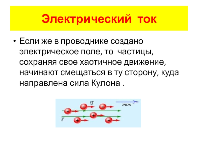 Какое устройство в проводнике создает электрическое поле. Хаотичное движение.