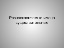 Разносклоняемые имена существительные