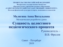 Малягина Анна Витальевна
Методическая разработка урока
Сущность целостного