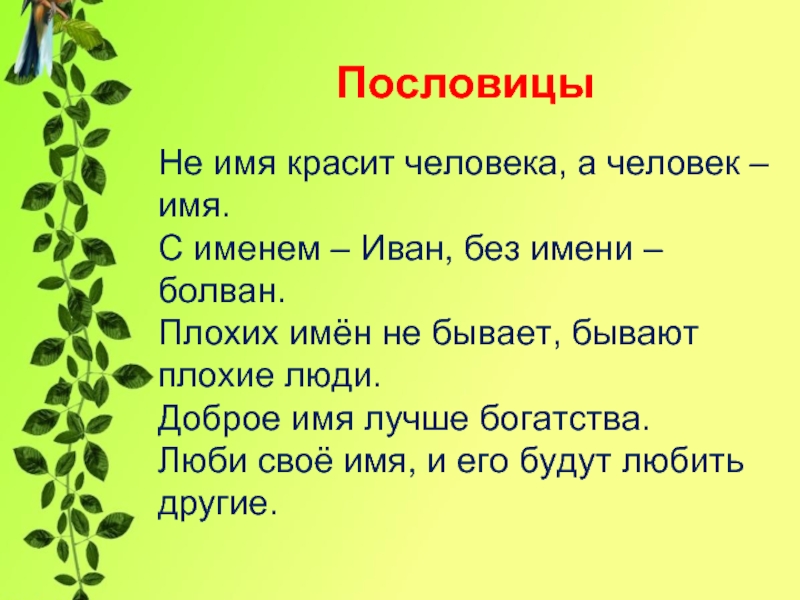 Презентация на тему что в имени в моем