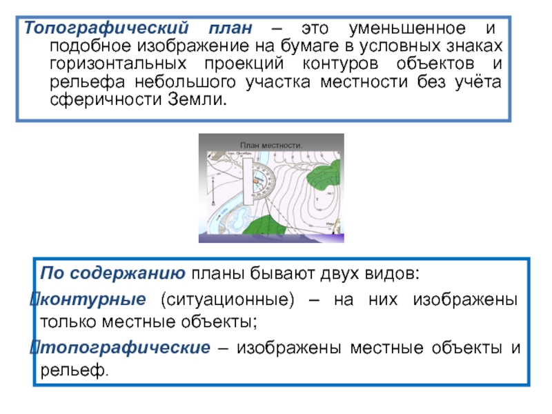 Подобное и уменьшенное изображение на бумаге небольшого участка местности называют