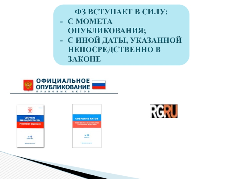 Федеральные законы вступают в силу. Источники опубликования законов РФ. Официальные источники опубликования федеральных законов РФ. Конституция РФ опубликование закона. Федеральный закон вступает в силу тест.