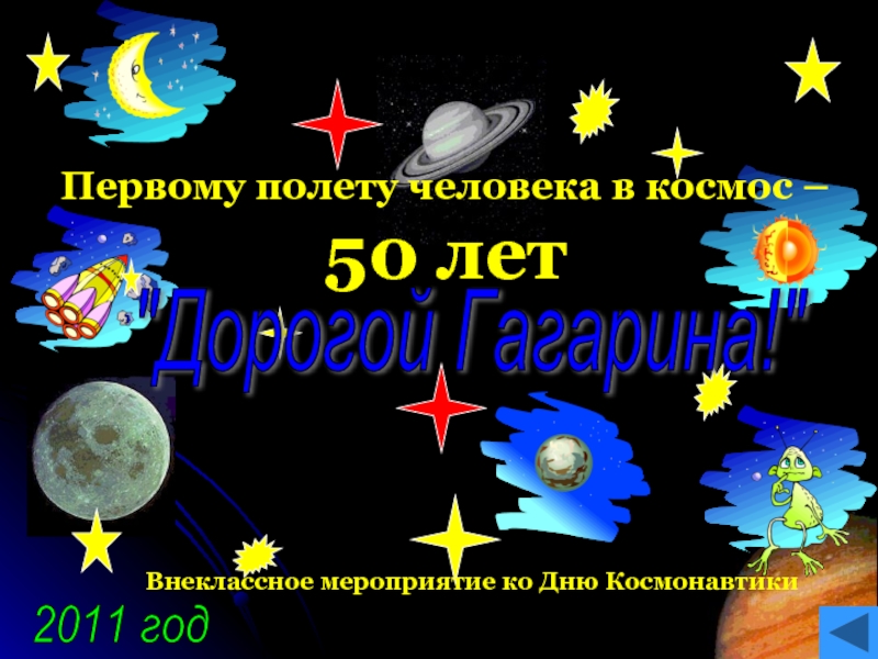 Презентация Первому полету человека в космос - 50 лет «Дорогой Гагарин!»