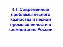 Современные проблемы лесного хозяйства и лесной промышленности в таежной зоне России