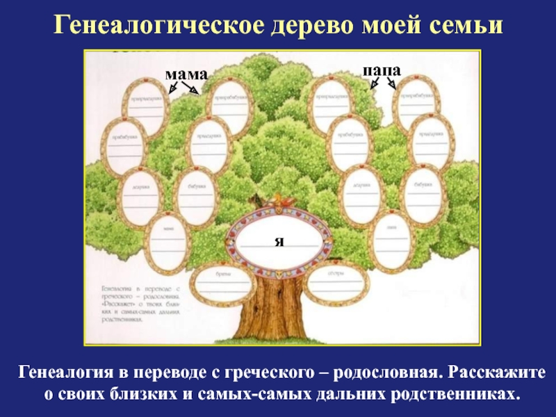 Дерево семейных ценностей образец