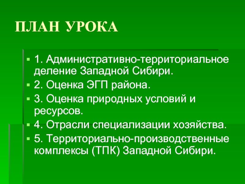 Отрасли специализации западно сибирского тпк