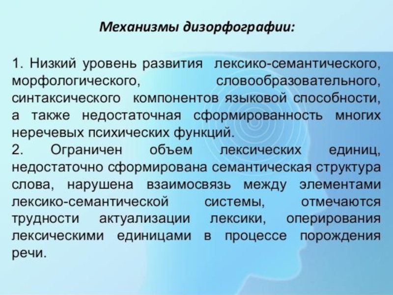 Основным механизмом дизорфографии является