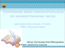 Склонение имен прилагательных во множественном числе 4 класс УМК Перспектива