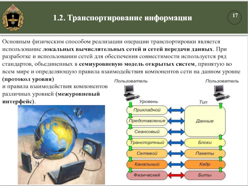 Основным физическим способом реализации операции транспортировки является использование локальных вычислительных сетей и сетей передачи данных. При разработке