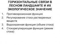 ГОРИЗОНТАЛЬНЫЕ СВЯЗИ В ЛЕСНОМ ЛАНДШАФТЕ И ИХ ЭКОЛОГИЧЕСКОЕ ЗНАЧЕНИЕ