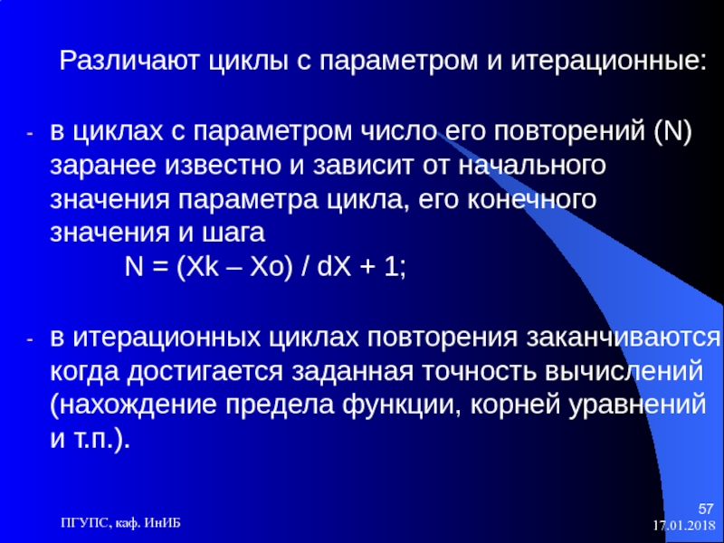 Параметр числа. Итерационный параметр. Основные параметры цикла. ТОФАЦИТ;иниб.