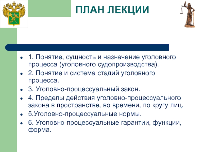 План по теме уголовное судопроизводство в рф