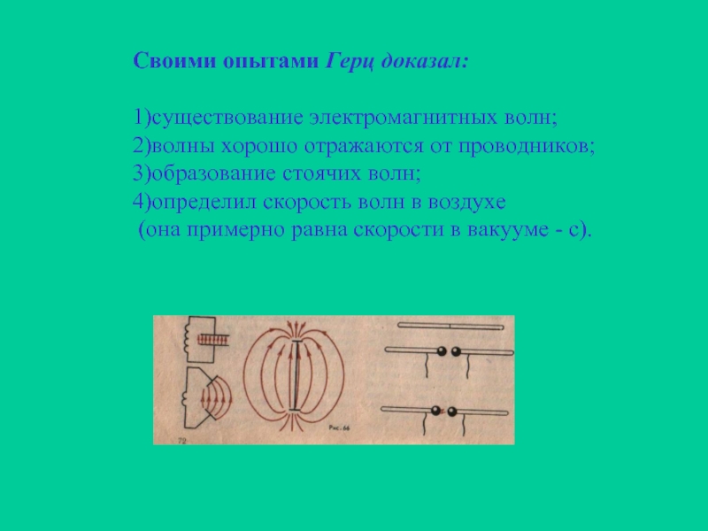 Сделав пояснительный рисунок опишите процесс излучения и приема электромагнитных волн в опытах герца