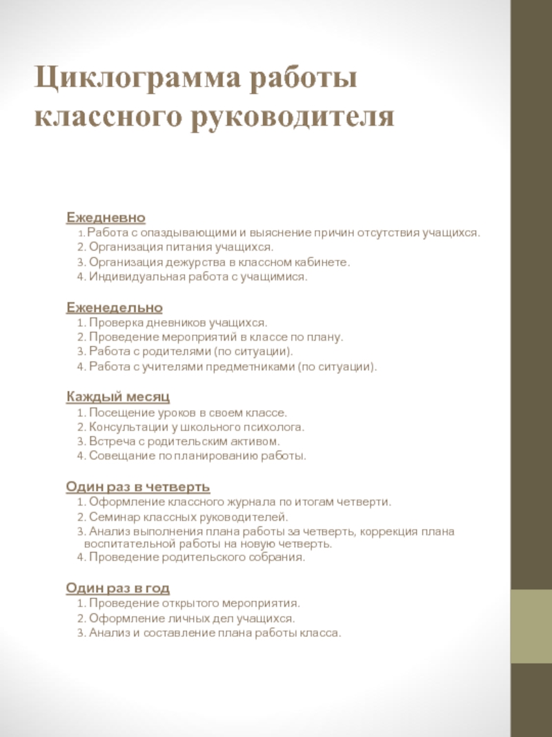 Циклограмма классного руководителя. Циклограмма работы классного руководителя. Циклограмма действий классного руководителя. Ежедневная циклограмма классного руководителя.