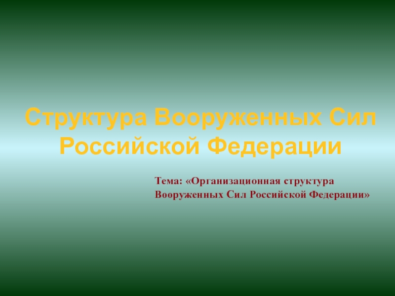 Презентация Организационная структура Вооруженных Сил Российской Федерации