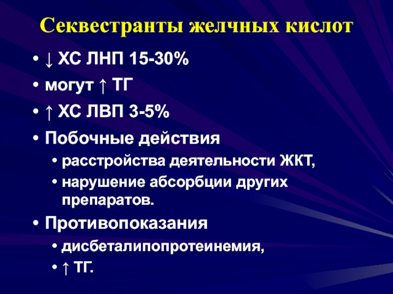 Секвестранты желчных кислот препараты