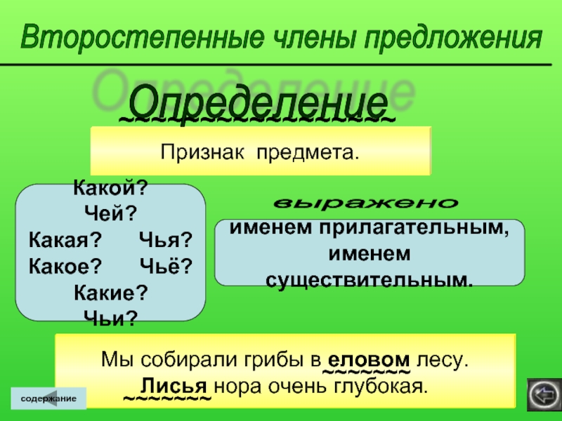 Второстепенные члены предложения определение 5 класс презентация