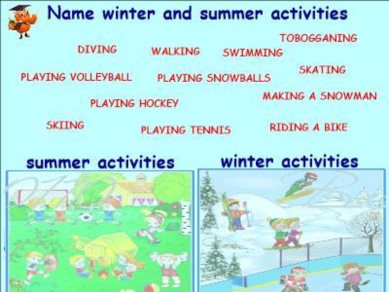 In summer we can. Summer and Winter activities. Seasons activities. Speaking about Seasons and the weather 4 класс. Winter Holidays activities.