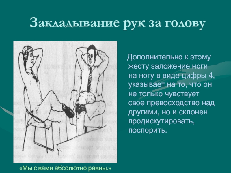 Показателем чего обычно является поза руки в карманах во время проведения презентации