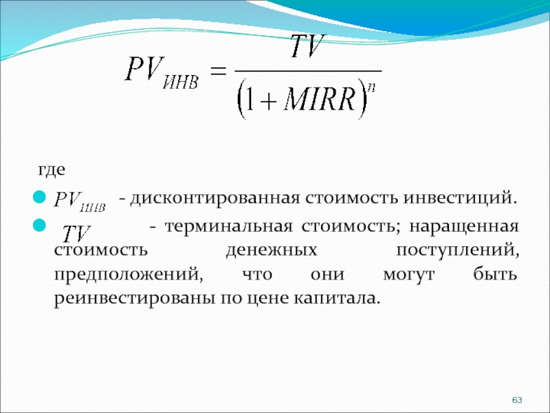 Терминальная стоимость проекта это