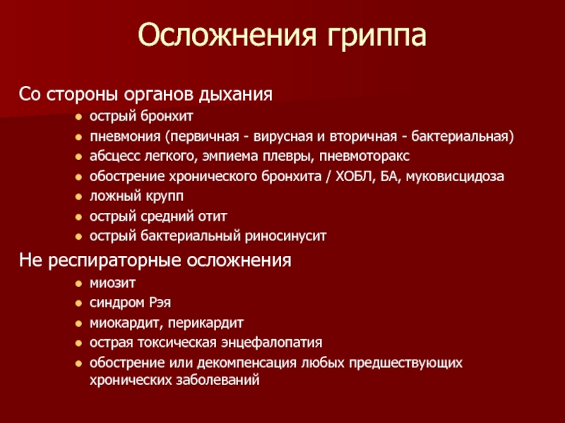 Грипп осложнения. Осложнения гриппа. Осложнения бронхита. Грипп с осложнением диагноз.