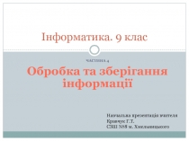 Інформатика. 9 клас