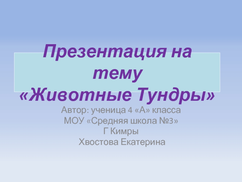 Животные Тундры