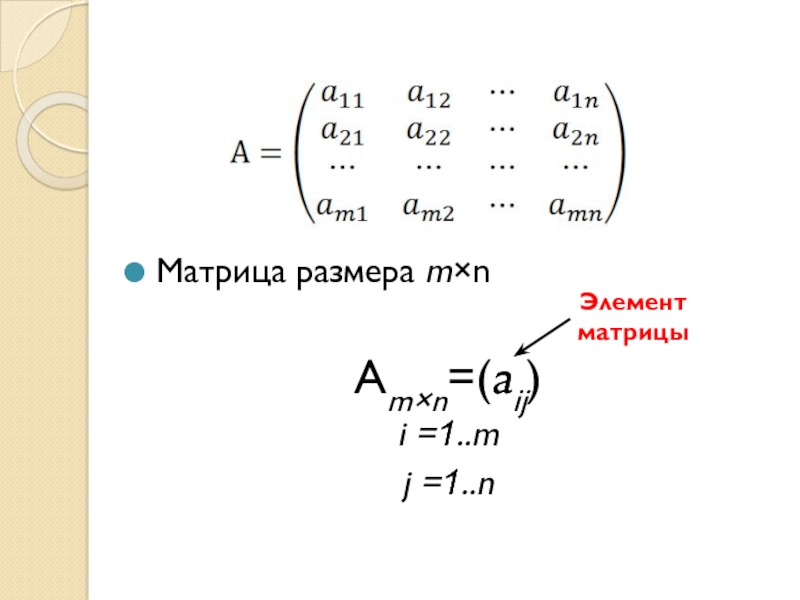 Матрица размеров m n