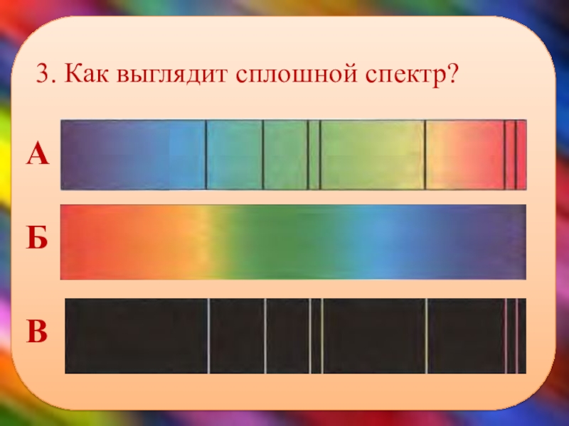 Включи спектр. Сплошной спектр. Как выглядит сплошной спектр испускания. Как выглядит непрерывный спектр. Сплошной спектр рисунок.