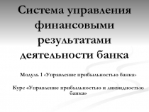 Система управления финансовыми результатами деятельности банка